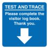 Test And Trace Visitor Book Sign