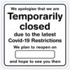 Temporarily Closed Sign