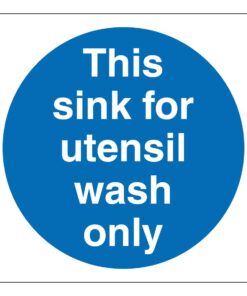 This Sink For Utensil Wash Only Sign. 100mm x 100mm self adhesive. blue background with white text
