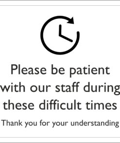 Please Be Patient With Our Staff Sign