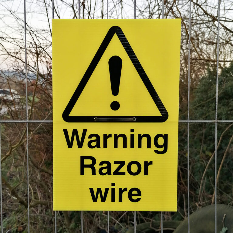 Warning Razor Wire - Corex Fence Sign - Aston Safety Signs