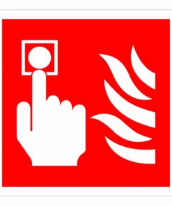 fire alarm call point sign. red background with white symbol