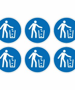 Use Litter Bin Mandatory Symbol - Pack Of 6