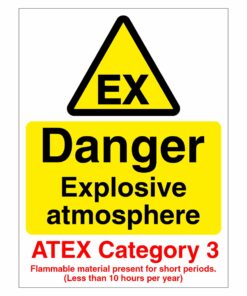 Danger Explosive Atmosphere (ATEX Category 3) Sign