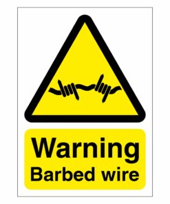 Warning Barbed Wire Sign