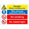 Danger Battery Charging Area - Multi Sign