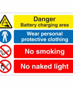 Danger Battery Charging Area - Multi Sign