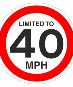 Limited To 40 MPH Sign