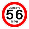 Limited To 56 MPH Sign