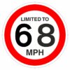 Limited To 68 MPH Sign