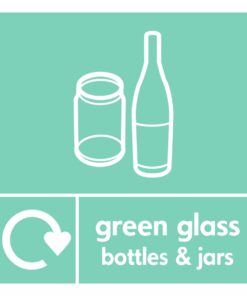 Green Glass Bottles And Jars Recycling Sign