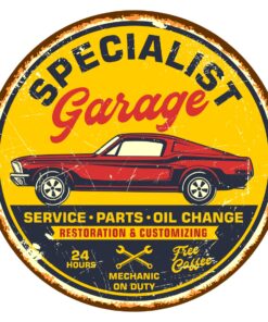 Specialist Garage Service Parts Oil Change Mechanic On Duty 24 Hours Sign
