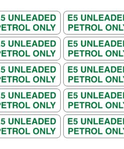 E5 Unleaded Petrol Only Signs - Pack Of 10