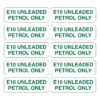 E10 Unleaded Petrol Only Signs - Pack Of 10