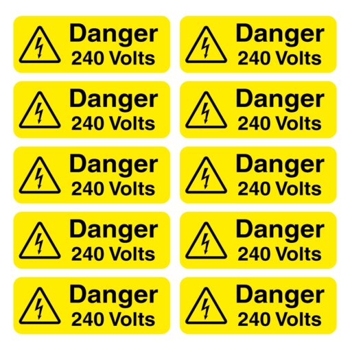 Danger 240 Volts Signs - Pack Of 10 - Aston Safety Signs