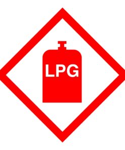 lpg gas sign. red and white with symbol