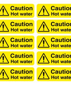 Caution Hot Water Signs - Pack Of 10