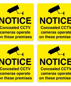 Notice Concealed CCTV Cameras Operate On These Premises - CCTV Signs (Pack of 4)