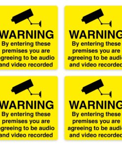 Warning By Entering These Premises You Are Agreeing To Be Audio And Video Recorded - CCTV Signs (Pack of 4)