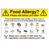 Food Allergy? Please Ask Before You Order Sign