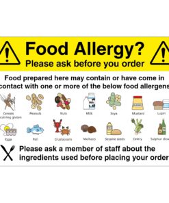 Food Allergy? Please Ask Before You Order Sign