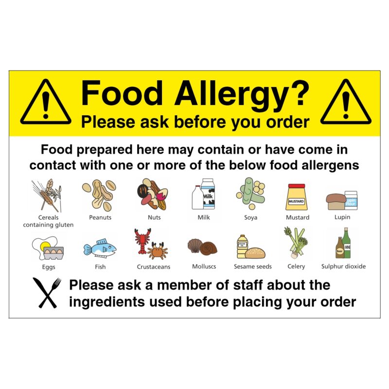 Food Allergy? Please Ask Before You Order Sign - Aston Safety Signs