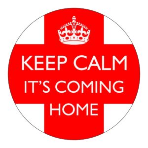 Keep Calm Its Coming Home England Football Vehicle Bumper Sticker