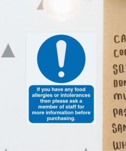 If You Have Any Food Allergies Or Intolerances - 150mm x 200mm Sign