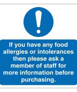 If You Have Any Food Allergies Or Intolerances Sign