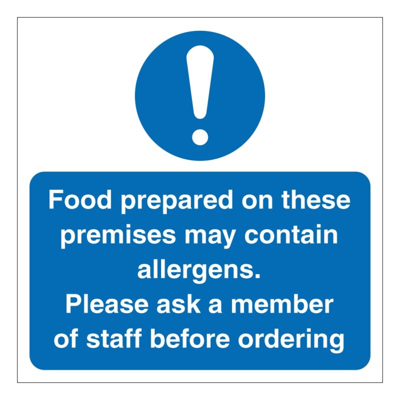 Food Prepared On These Premises May Contain Allergens Sign - Aston ...