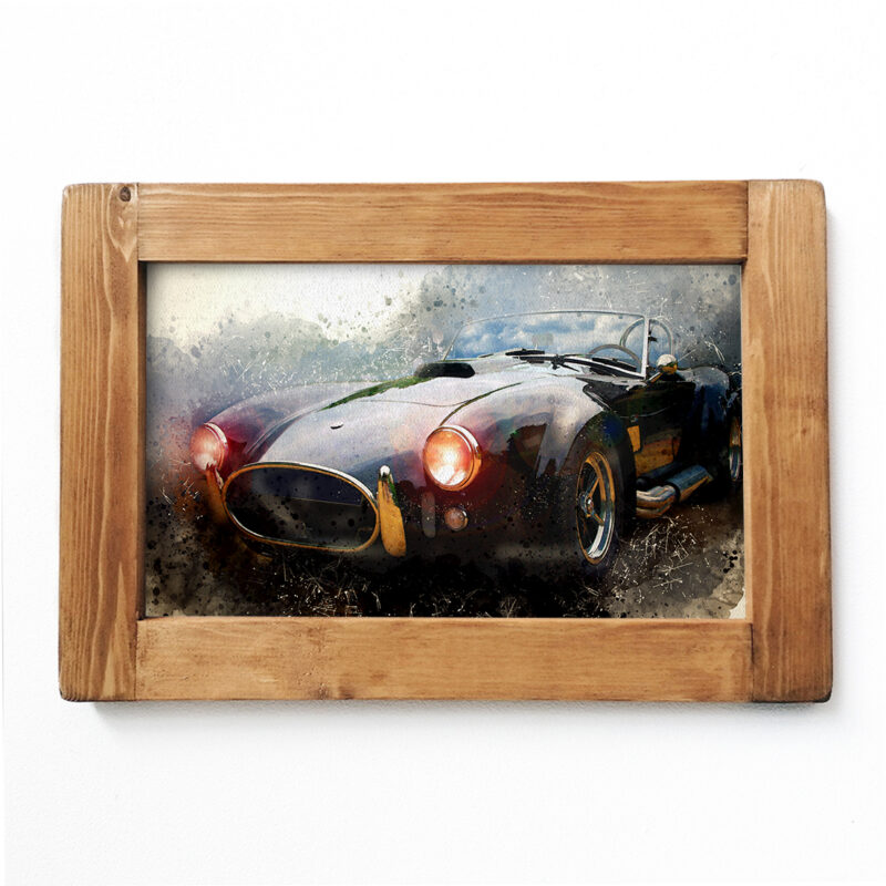 Illustration Of A Vintage Sports Car In Wood Frame - Aston Safety Signs