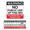 No Public Use Of This Bin - Pack of 10 - Self Adhesive Sticker