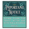 please flush the toilet after use with the lid closed. blue and white with vintage background