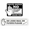 Polite Notice No Cold Callers, No Junk Mail - Self Adhesive Signs - Pack of 2 (1 of each sign)
