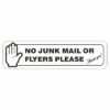 No Junk Mail Or Flyers Please - Self Adhesive Sign