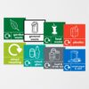 Garden, general, food, plastic, mixed, glass, paper & card and cans - recycling stickers - Pack of 8