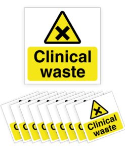 Clinical Waste - Self Adhesive Signs - Pack of 10