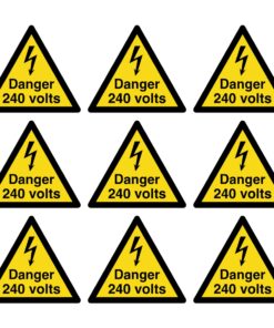 Danger 240 Volts - Warning Triangle Symbols (Pack of 9) - Self adhesive