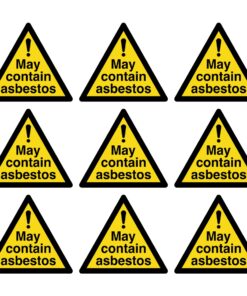 May Contain Asbestos Warning Triangle Symbols (Pack of 9) - Self adhesive