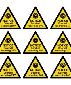 Notice Doorbell Recording 24/7 - Warning Triangle Symbols (Pack of 9) - Self adhesive