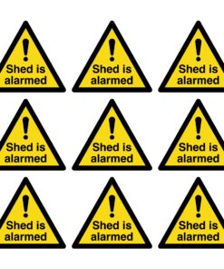 Shed Is Alarmed - Warning Triangle Symbols (Pack of 9) - Self adhesive