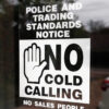 Police and Trading Standards Notice. No cold calling - Reverse printed self adhesive label