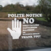 Polite Notice No Cold Callers, Canvassers, Salesmen or Religious Groups - Reverse printed self adhesive label